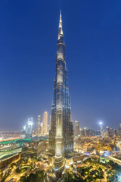 Dubaj Burj Khalifa Kalifa Mrakodrap Budova Panorama Architektura Noci Spojených — Stock fotografie