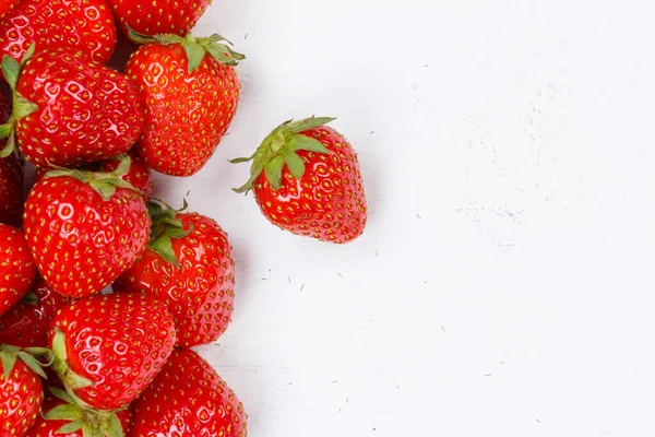 Φράουλες Φρούτα Φρούτα Φράουλα Φρούτα Copyspace Αντίγραφο Χώρο Ένα Ξύλινο — Φωτογραφία Αρχείου