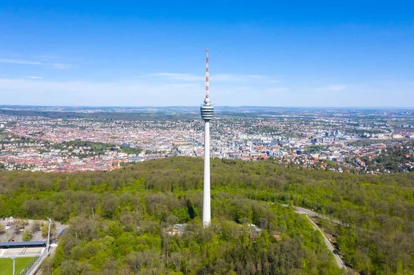 Stuttgart Fernsehturm Skyline Luftaufnahme Von Oben Stadtarchitektur Reise Von Oben — Stockfoto