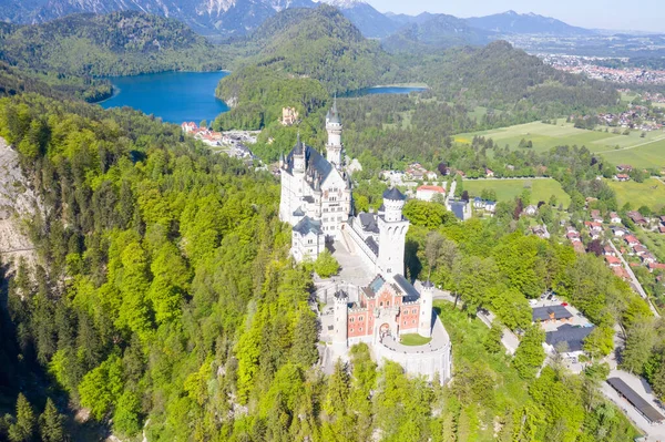 Замок Нойшванштайн Архитектура Воздушный Вид Альпы Пейзаж Бавария Германия Путешествия — стоковое фото