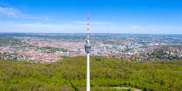 Stuttgart Fernsehturm Skyline Luftbild Stadtarchitektur Reise Rundblick Von Oben — Stockfoto