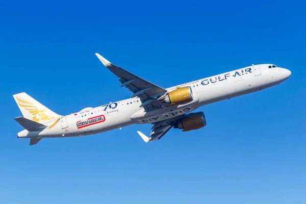 Frankfurt Almanya Şubat 2021 Gulf Air Airbus A321Lr Uçağı Almanya — Stok fotoğraf