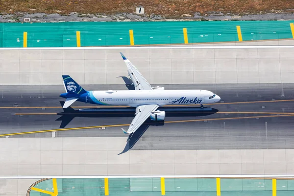 Los Angeles California April 2019 Aerial View Alaska Airlines Airbus — Stock Photo, Image