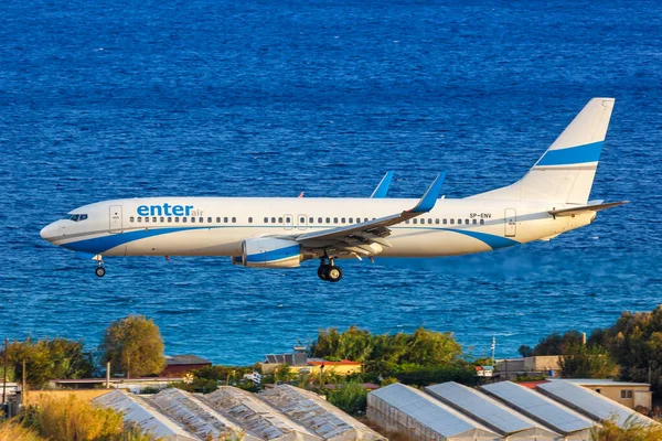 Rhodes Grécia Setembro 2018 Entre Avião Air Boeing 737 800 — Fotografia de Stock