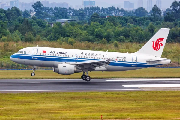 Chengdu China Septiembre 2019 Air China Airbus A319 Avión Aeropuerto — Foto de Stock