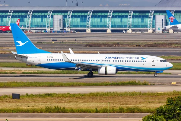 Guangzhou China September 2019 Αεροπλάνο Xiamenair Boeing 737 800 Στο — Φωτογραφία Αρχείου