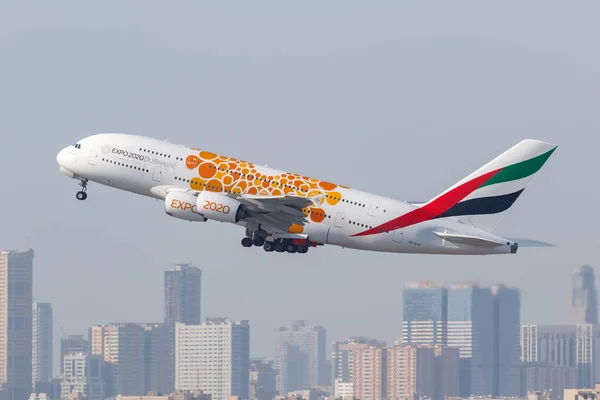 Dubai Emirados Árabes Unidos Maio 2021 Avião Emirates Airbus A380 — Fotografia de Stock