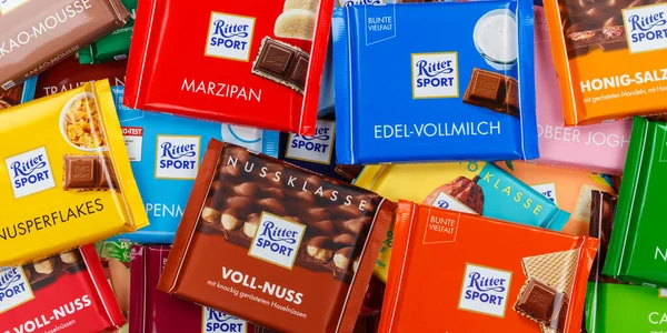 슈투트가르트 2021 스포츠 초콜릿 초콜릿은 독일의 다양한 서브웨이 플래그를 — 스톡 사진