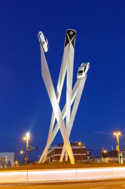 Stuttgart, Almanya - 2 Mart 2021 Porsche Meydanı Modern Sanat Sanatları Merkezi Genel Merkezi Stuttgart, Almanya.
