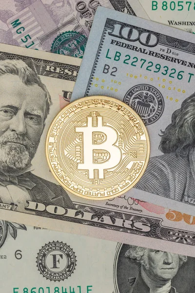 Bitcoin Crypto Valuta Fizető Online Fizetni Digitális Pénz Cryptocurrency Dollar — Stock Fotó