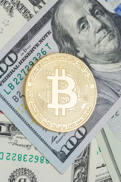 Bitcoin Crypto Valuta Fizető Online Fizetni Digitális Pénz Cryptocurrency Dollar — Stock Fotó