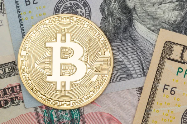 Bitcoin Crypto Valuta Fizető Online Fizetni Digitális Pénz Cryptocurrency Dollar — Stock Fotó