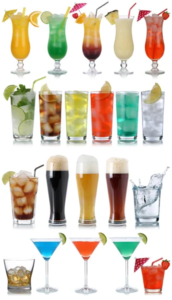 Set of drinks, cocktails, cola, beer, water and Whisky — Stock Photo, Image