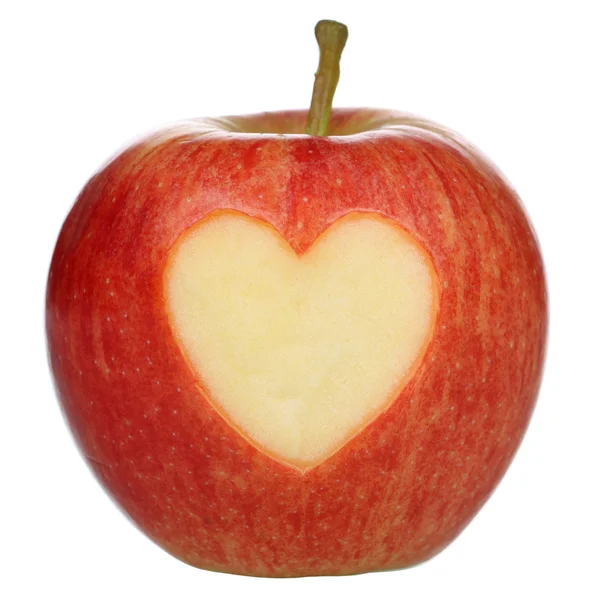Apple met hart liefde onderwerp geïsoleerd op wit Stockafbeelding