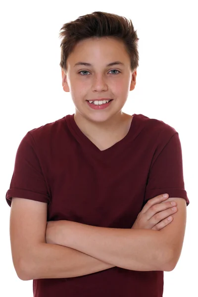 Jeune adolescent garçon portrait avec les bras croisés — Photo