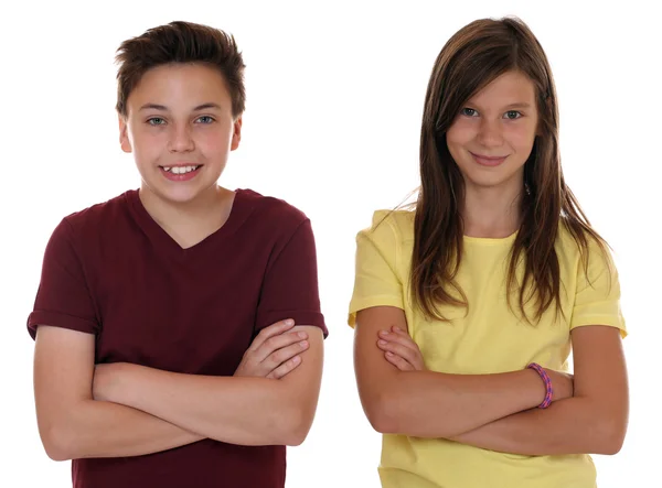 Young teenager children portrait with folded arms — Stock Photo, Image