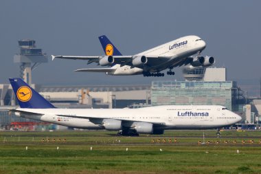 Lufthansa Airplanes at Frankfurt Airport clipart