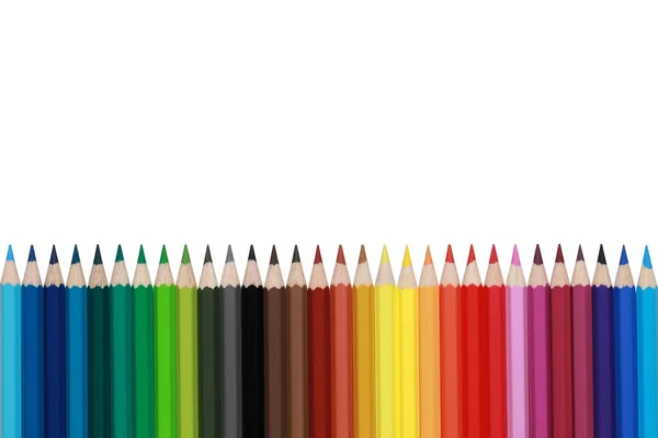 Öğrenciler ile boşaltmak için renkli kalemler okul malzemeleri — Stok fotoğraf