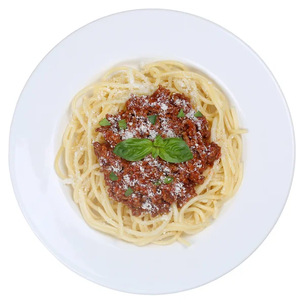 Spaghetti Bolognese nudlar pasta måltid isolerade — Stockfoto