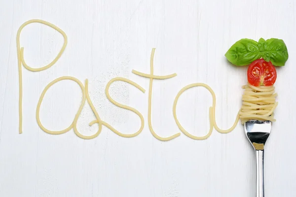 Spaghetti di pasta su una forchetta — Foto Stock