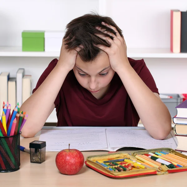 Student has stress and is desperate at school — Stock Photo, Image