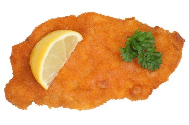 Şnitzel chop göğsü izole limon ile