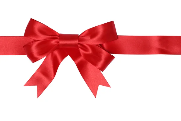 Red ribbon gift with bow for gifts on Christmas or Valentines da — Stock Photo, Image