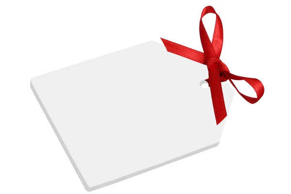 Blank gift or price tag with bow — Stock Photo, Image