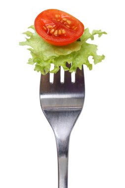 Vejetaryen veya vegan izole çatal salata yemek