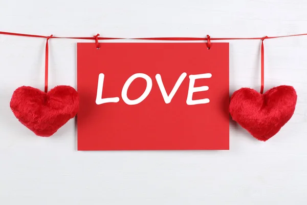 Cartão de saudação com palavra amor no dia dos namorados ou da mãe com — Fotografia de Stock