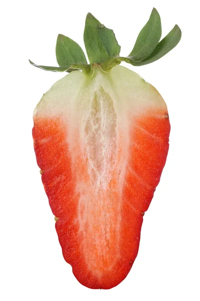 Meia fruta de morango isolada — Fotografia de Stock