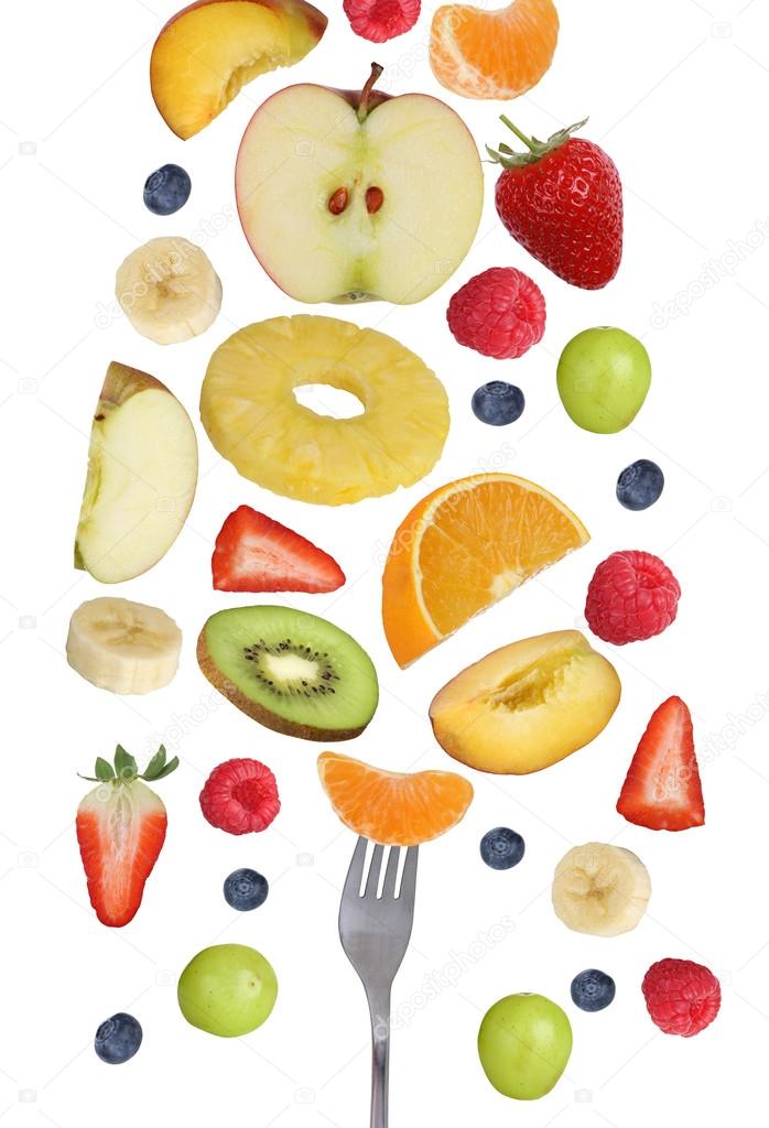 Eating falling fruits like apples fruit, oranges, banana and str