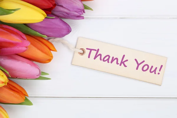 Gracias con flores tulipanes — Foto de Stock