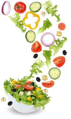 Salata domates, soğan, kırmızı biber, o yemek sağlıklı vejetaryen