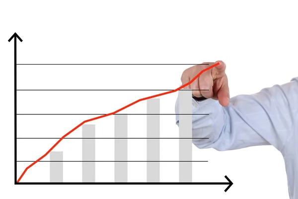 Homme d'affaires montrant une analyse d'entreprise, graphique de croissance de succès — Photo