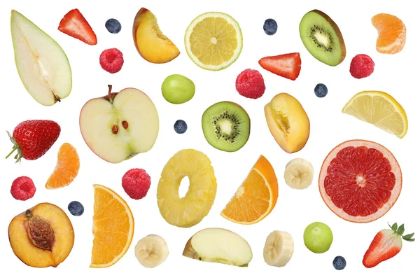Collage of flying fruits like apples fruit, oranges, banana and — Stock Image Collage of flying fruits like apples fruit, oranges, banana and Stock Picture