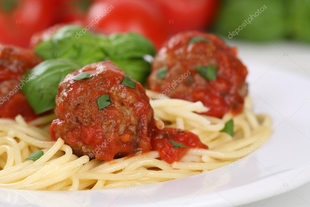 Spaghetti with meatballs noodles pasta meal