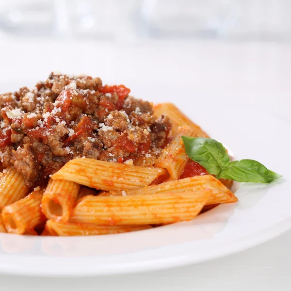 Italian cuisine pasta Bolognese or Bolognaise sauce noodles meal — Stock Photo, Image