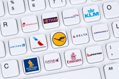Airlines like American, United, Delta, KLM, Lufthansa, British A clipart