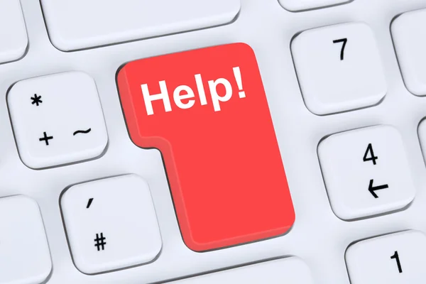 Help button for problem and solution with computer — Stock Photo, Image