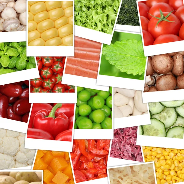 Jídlo pozadí zeleninu s rajčaty, žampiony, paprika, le — Stock fotografie