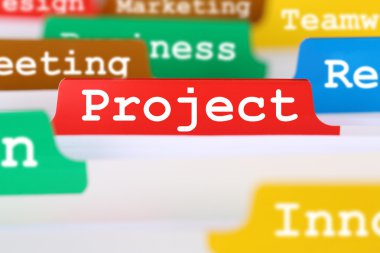 Proje kavramı organizasyon office metin üzerinde kayıt işinde