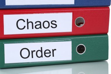 Chaos and order organisation in office business concept clipart