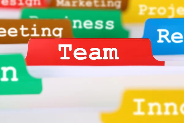 Team or teamwork office text on register in business services do — Stock Photo, Image