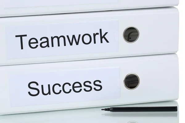 Com trabalho em equipe e equipe para o conceito de negócio de sucesso — Fotografia de Stock