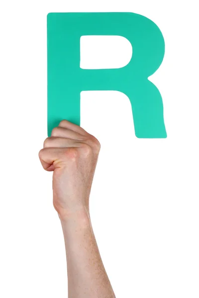 Hand met letter R uit alfabet — Stockfoto