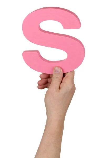 Hand holding letter S from alphabet — Stock Photo, Image