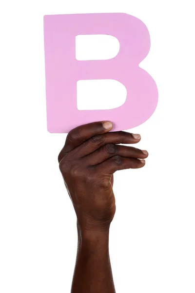 Χέρι που κρατά το γράμμα Β από το αλφάβητο — Φωτογραφία Αρχείου
