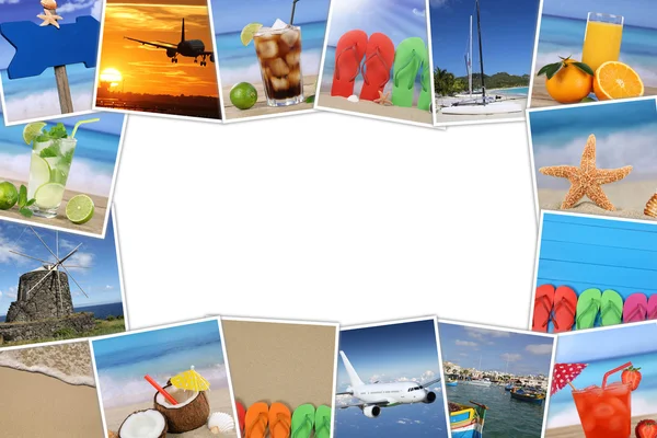 Frame with photos from summer vacation, beach, holiday and copys — Stock Photo, Image