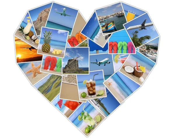 Heart from photos on summer vacation, beach, holiday and traveli — Stock Photo, Image